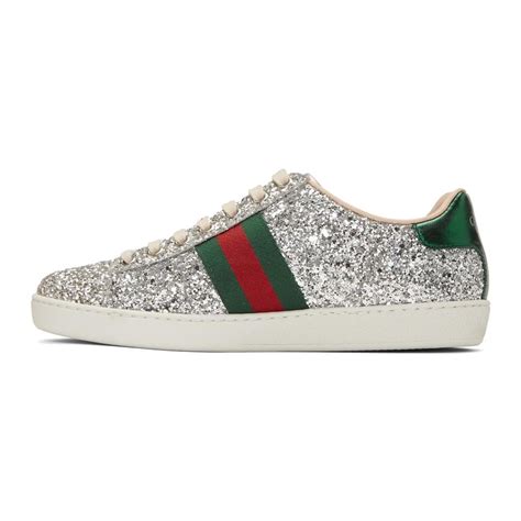 shiny silver gucci shoes|gucci sneakers with jewels.